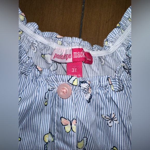 Penelope Mack Girls Cropped Top 3T Stretch Butterfly Ruffle Blouse 100% Cotton - Picture 4 of 9